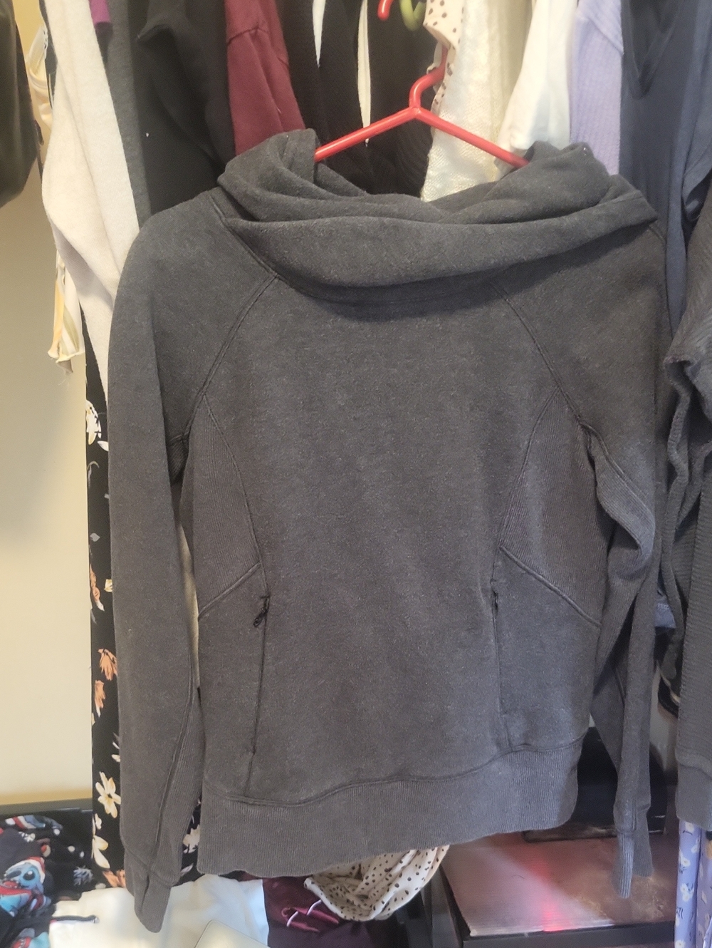 Lululemon Fleece Pullover Heathered Speckled Black Size 4